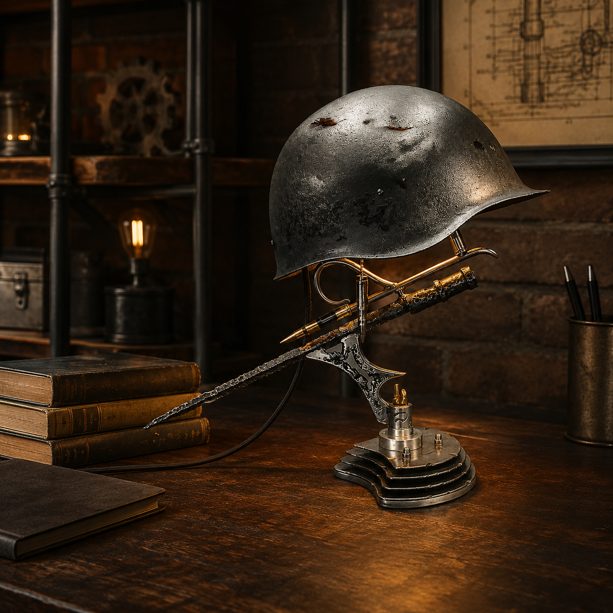 β° 49% OFF Today Only!βπͺ War Relic Vintage Helmet Table Lamp